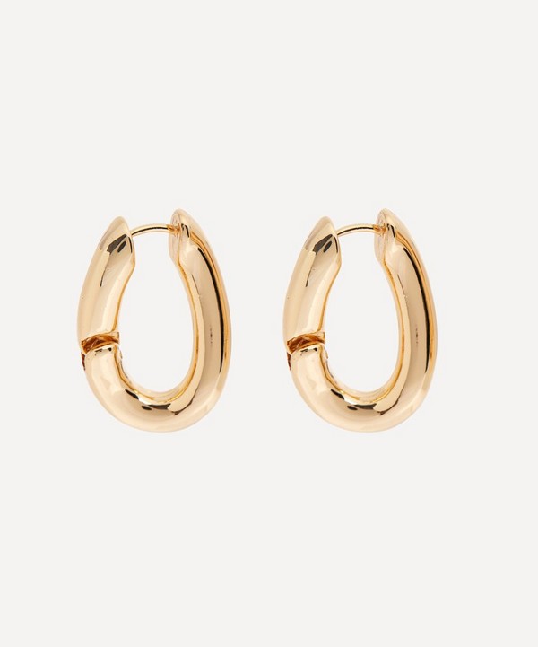 Kenneth Jay Lane - 18ct Gold-Plated Curved Oval Hoop Earrings image number 1