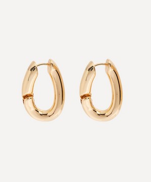 Kenneth Jay Lane - 18ct Gold-Plated Curved Oval Hoop Earrings image number 1
