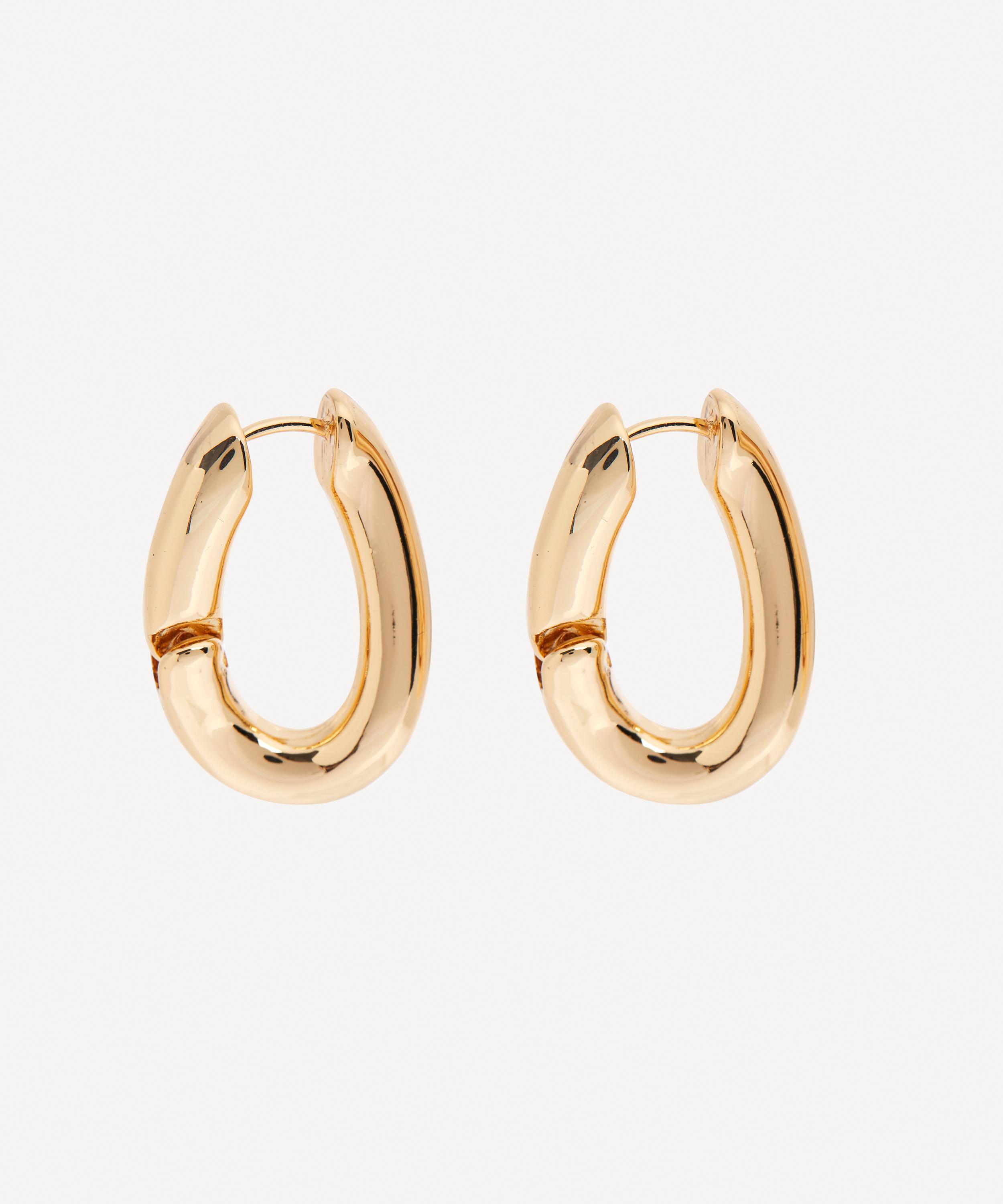 Kenneth Jay Lane - 18ct Gold-Plated Curved Oval Hoop Earrings image number 1