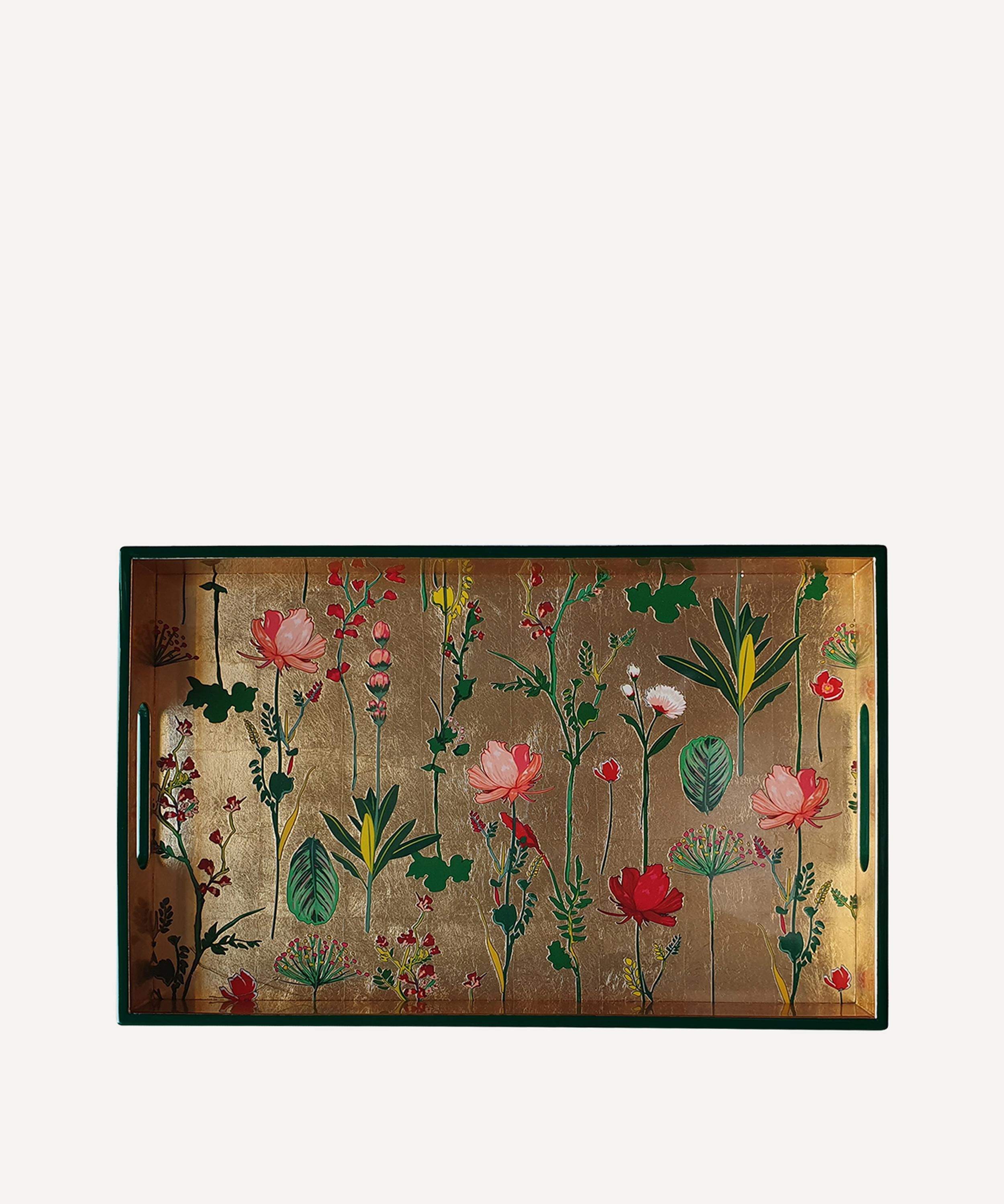 Les Ottomans - Gold Lacquered Floral Tray image number 0