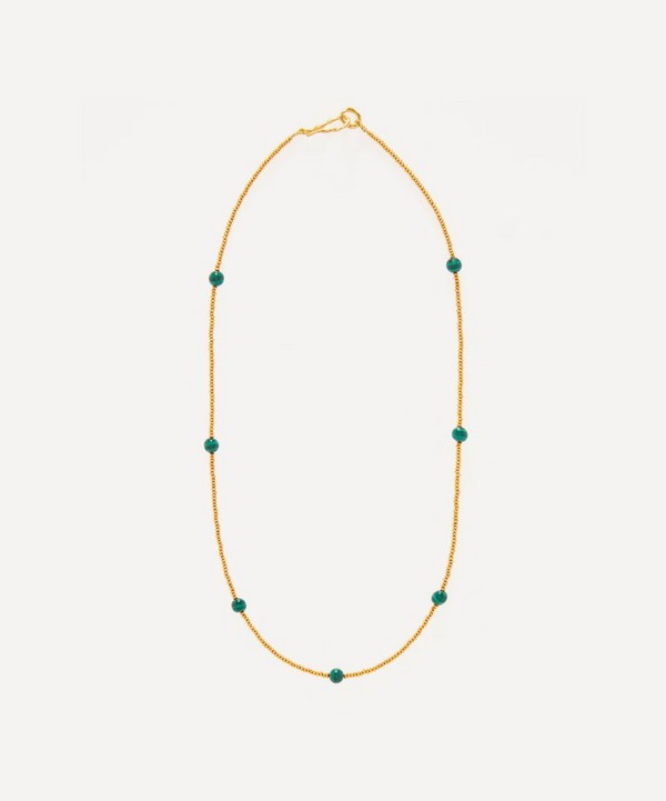 Shyla - 22ct Gold-Plated Cami Malachite Bead Necklace image number null