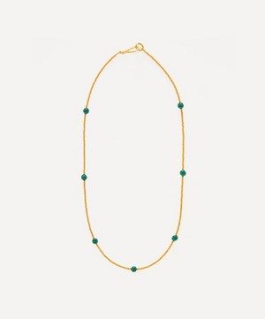 Shyla - 22ct Gold-Plated Cami Malachite Bead Necklace image number 0