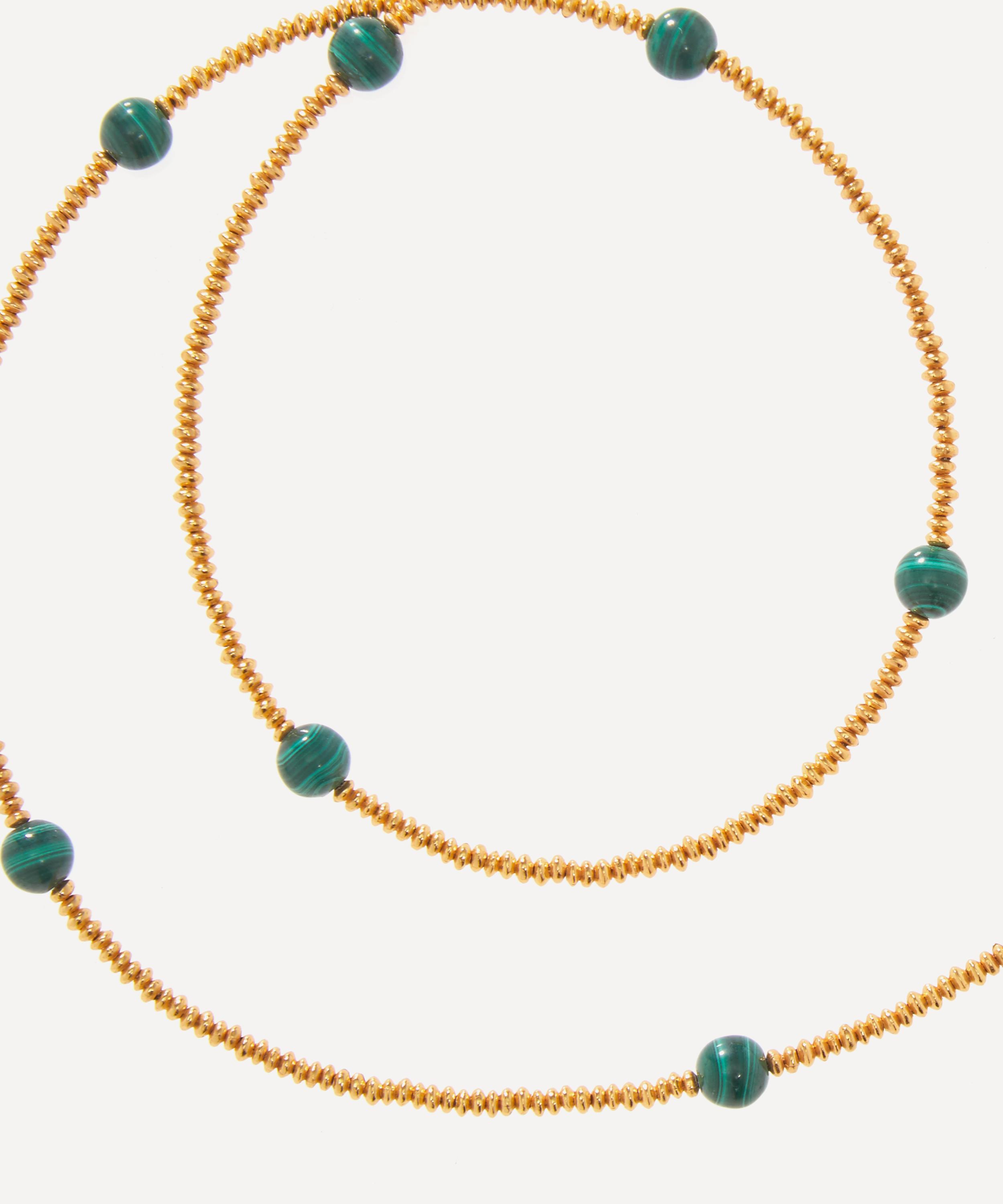 Shyla - 22ct Gold-Plated Cami Malachite Bead Necklace image number 1