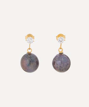 Shyla - 19ct Gold-Plated Silver Cassandra Black Pearl Drop Earrings image number 0