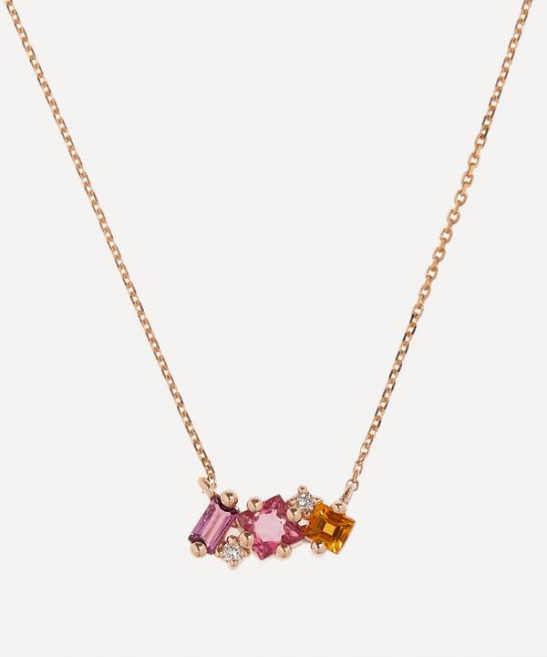 Suzanne Kalan - 14ct Rose Gold Multi-Stone Mini Bar Pendant Necklace image number 0