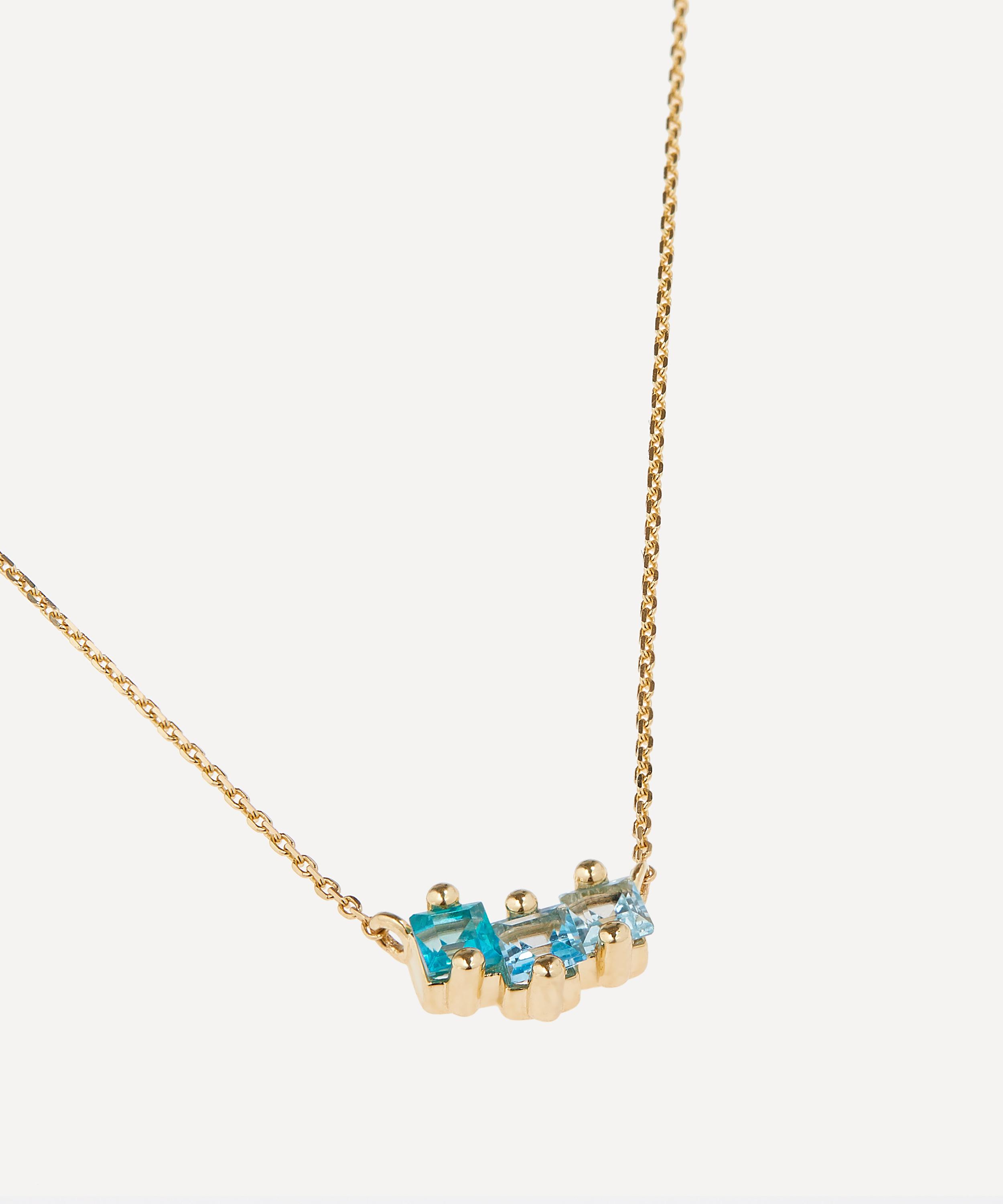 Suzanne Kalan - 14ct Gold Topaz Mini Bar Pendant Necklace image number 2