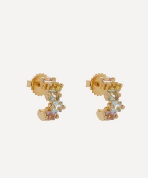 Suzanne Kalan - 14ct Gold Pastel Multi-Stone Mini Hoop Earrings image number 0