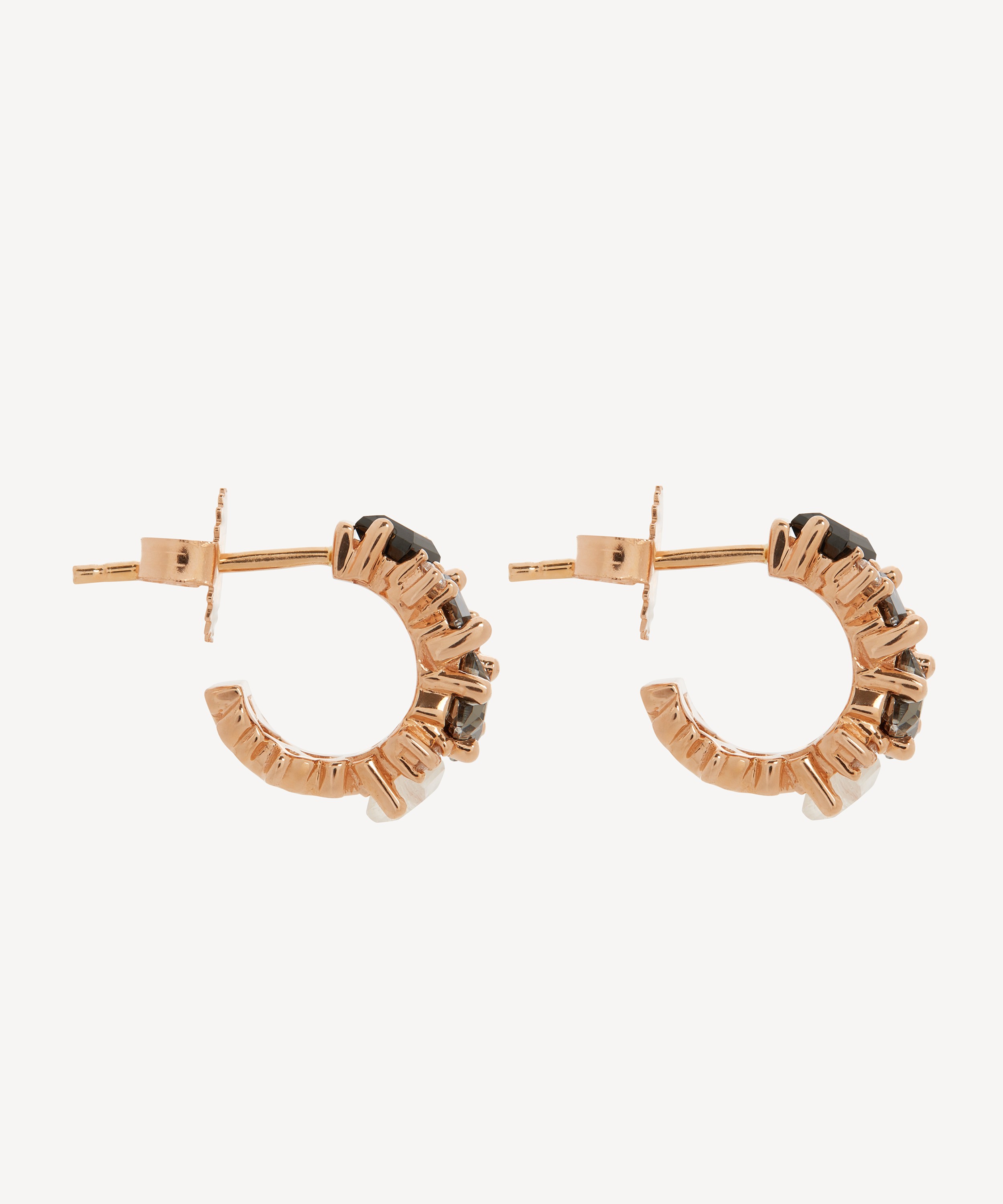 Suzanne Kalan - 14ct Rose Gold Multi-Stone Mini Hoop Earrings image number 2