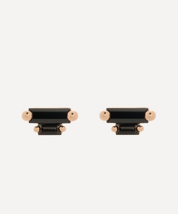 Suzanne Kalan - 14ct Rose Gold Black Mix Baguette Stud Earrings image number null