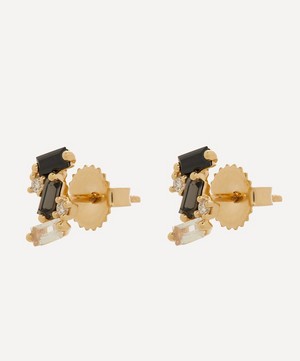 Suzanne Kalan - 14ct Gold Black Mix Baguette Stud Earrings image number 2