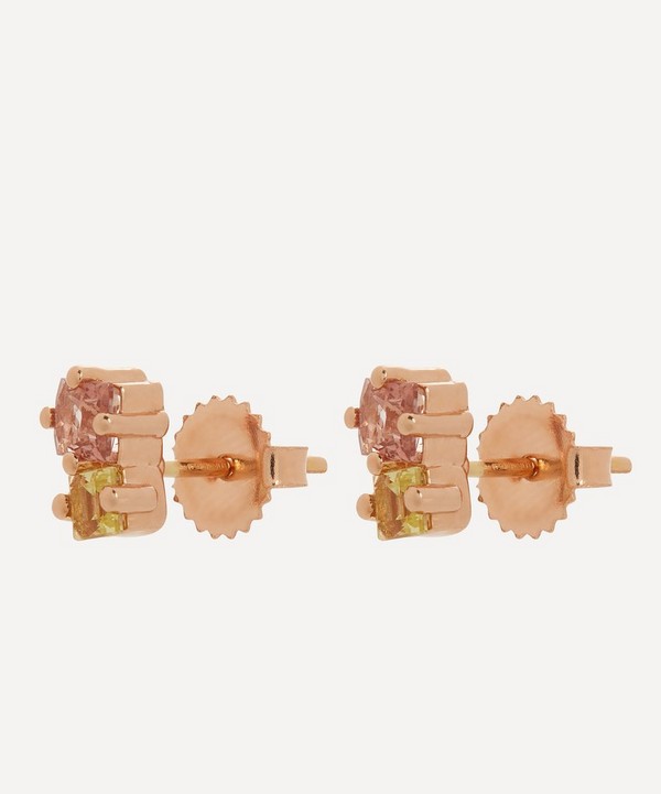 Suzanne Kalan - 14ct Rose Gold Multi-Stone Duo Stud Earrings image number 2