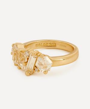 Suzanne Kalan - 14ct Gold Mix-Cut White Topaz and Diamond Half Band Ring image number 2