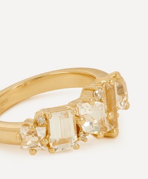 Suzanne Kalan - 14ct Gold Mix-Cut White Topaz and Diamond Half Band Ring image number 3