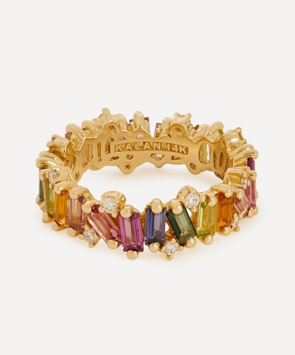 Suzanne Kalan - 14ct Gold Firework Rainbow Mix Eternity Band Ring image number null
