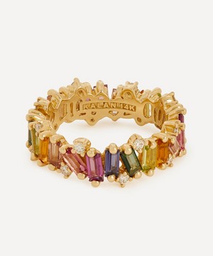 Suzanne Kalan - 14ct Gold Firework Rainbow Mix Eternity Band Ring image number 0
