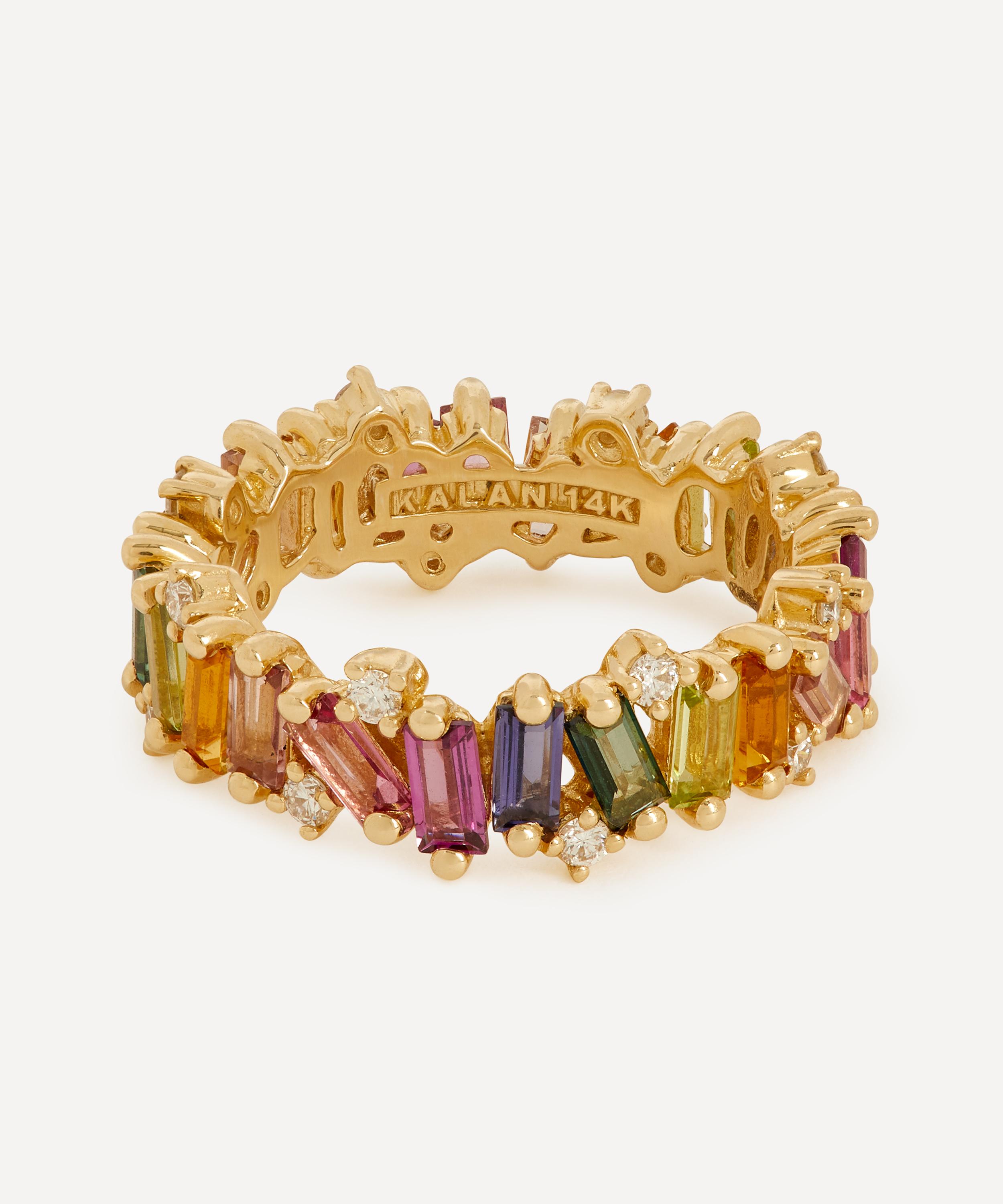 Suzanne Kalan 14ct Gold Firework Rainbow Mix Eternity Band Ring | Liberty