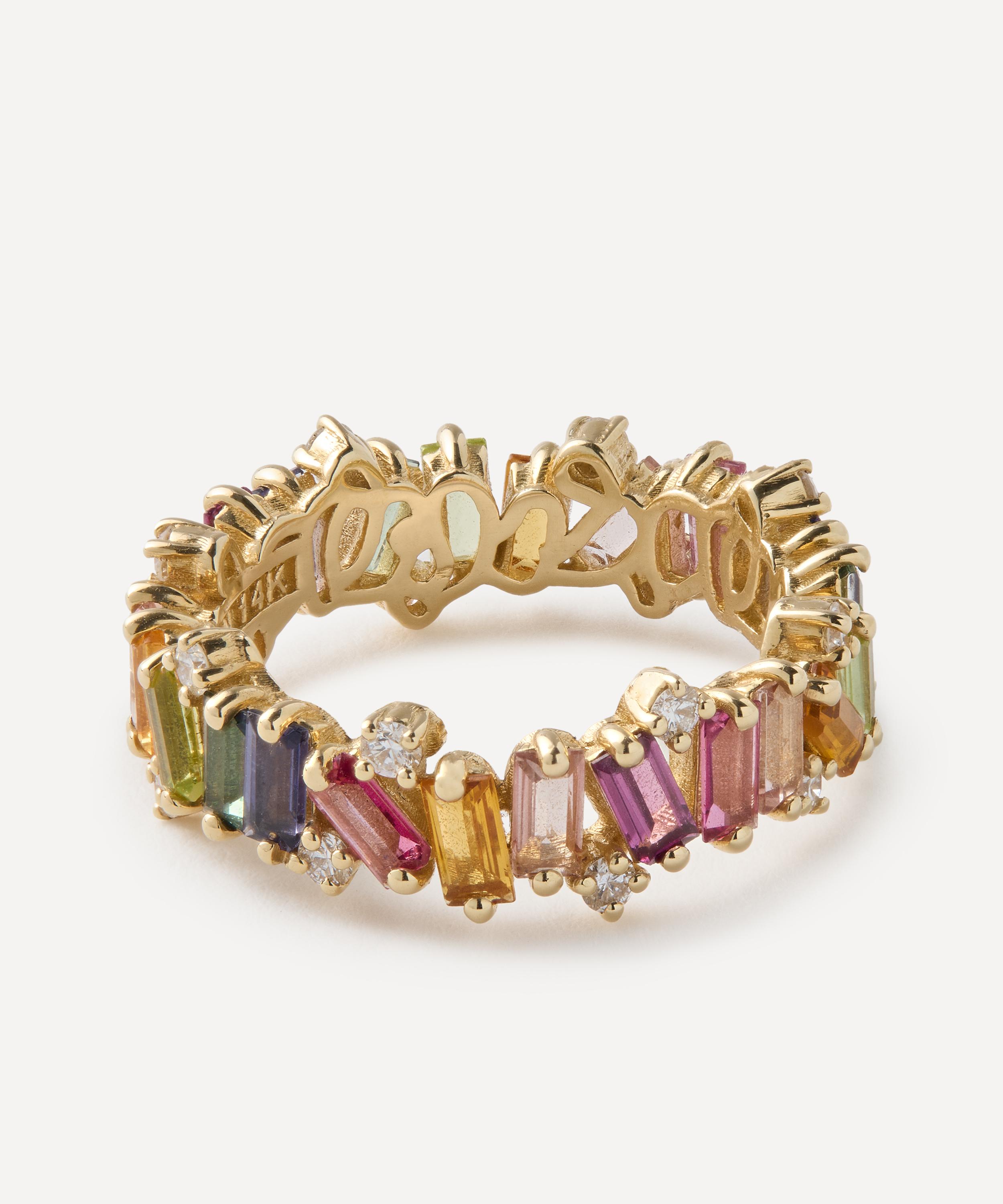 Suzanne Kalan - 14ct Gold Firework Rainbow Mix Eternity Band Ring image number 2