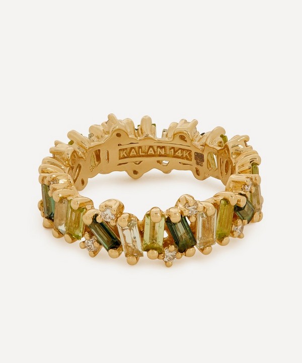 Suzanne Kalan - 14ct Gold Firework Green Mix Eternity Band Ring image number null