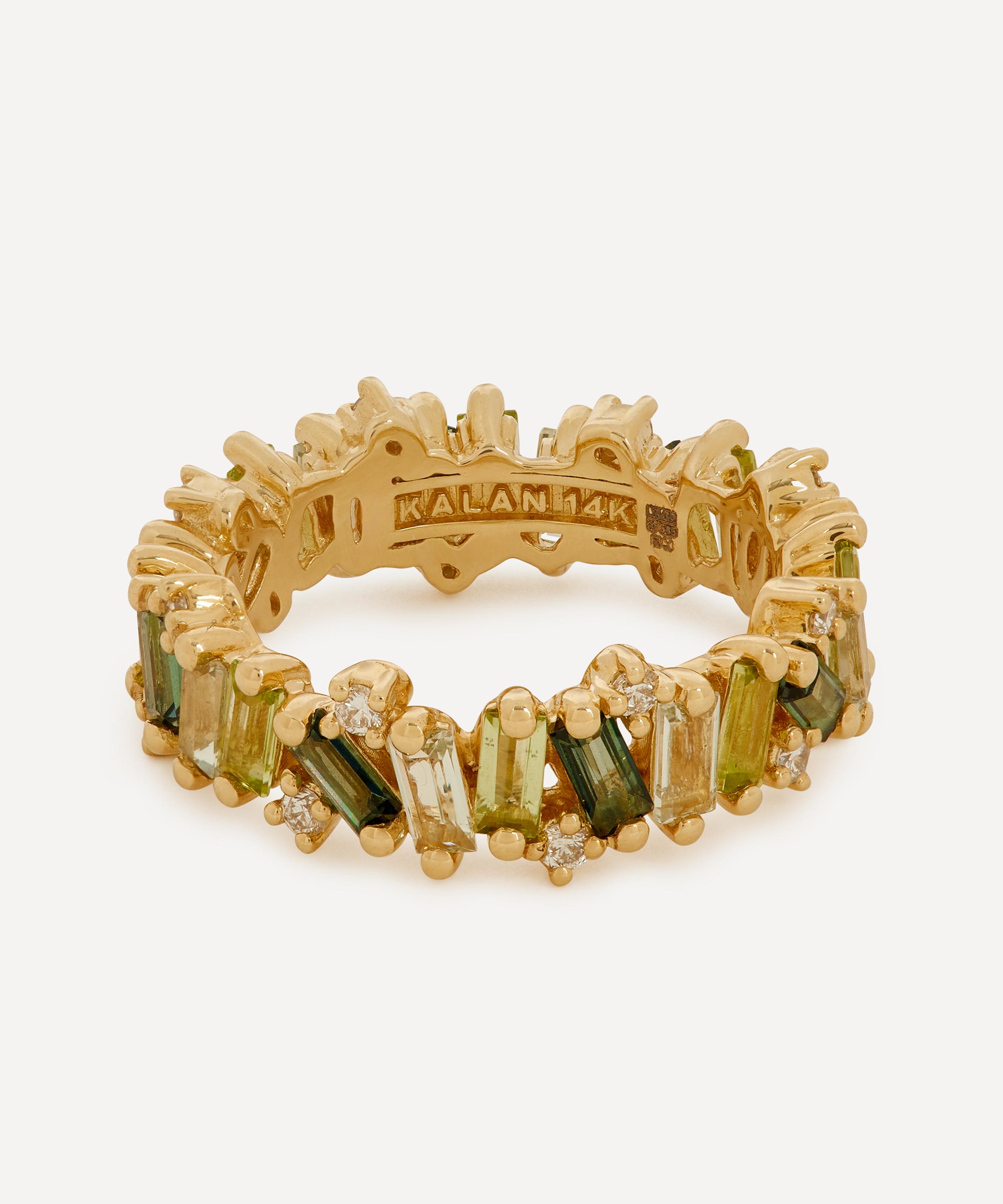 Suzanne Kalan - 14ct Gold Firework Green Mix Eternity Band Ring
