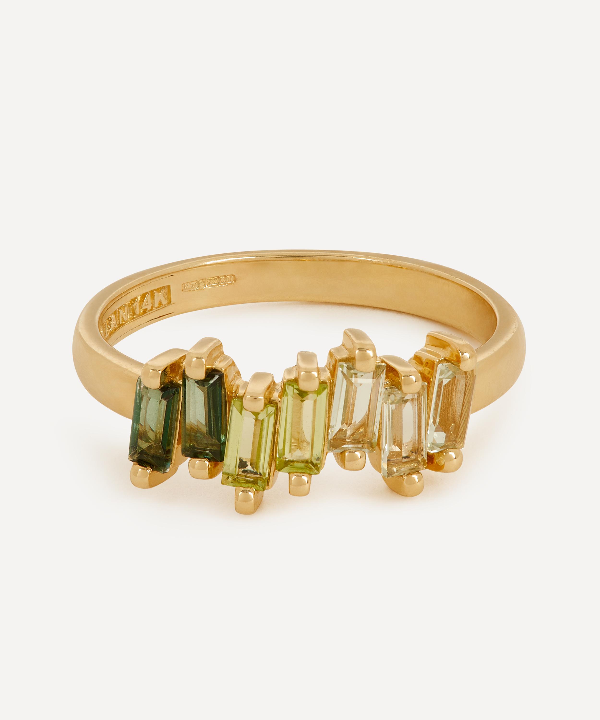 Suzanne Kalan - 14ct Gold Firework Green Mix Half Band Ring