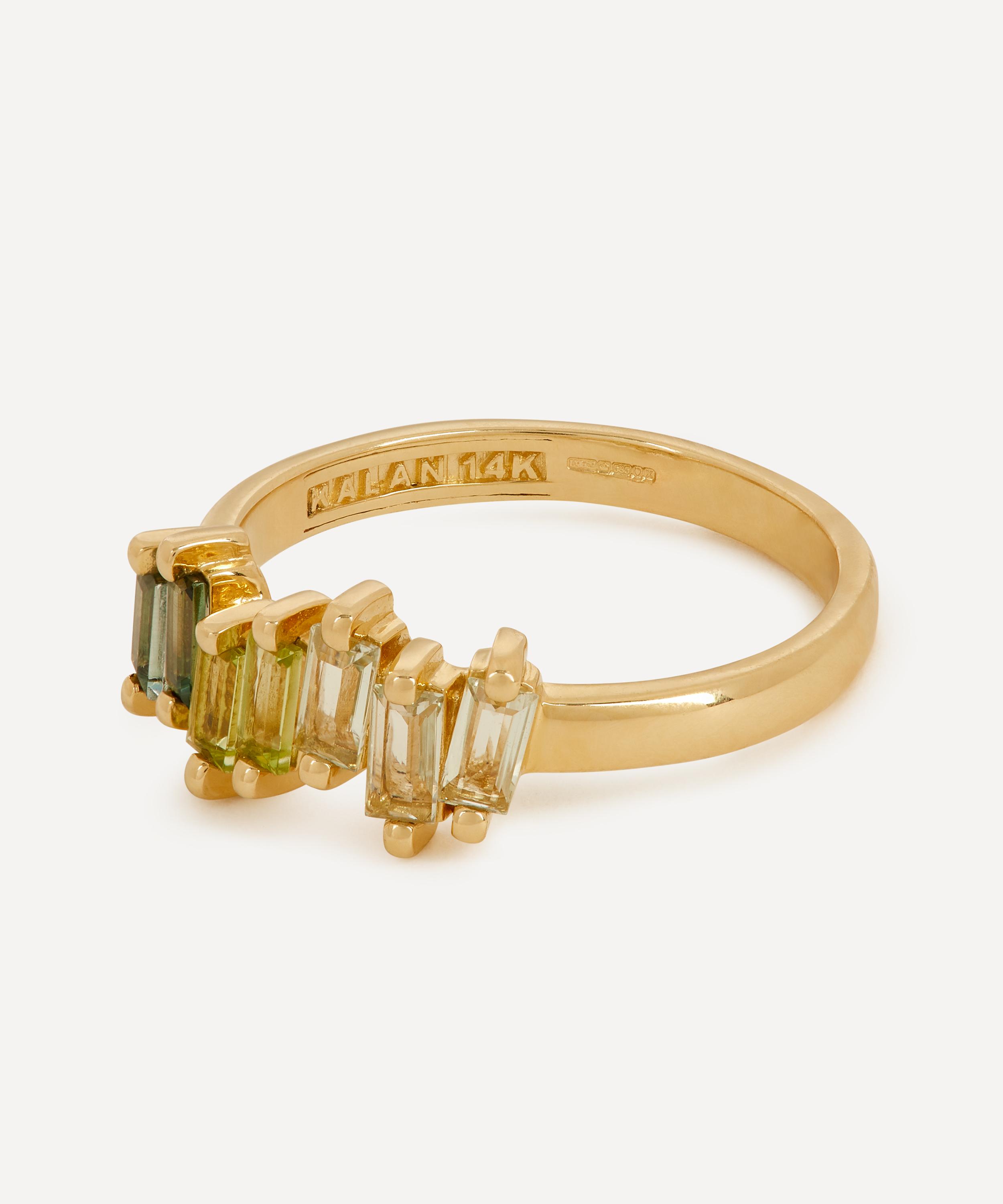 Suzanne Kalan - 14ct Gold Firework Green Mix Half Band Ring image number 2