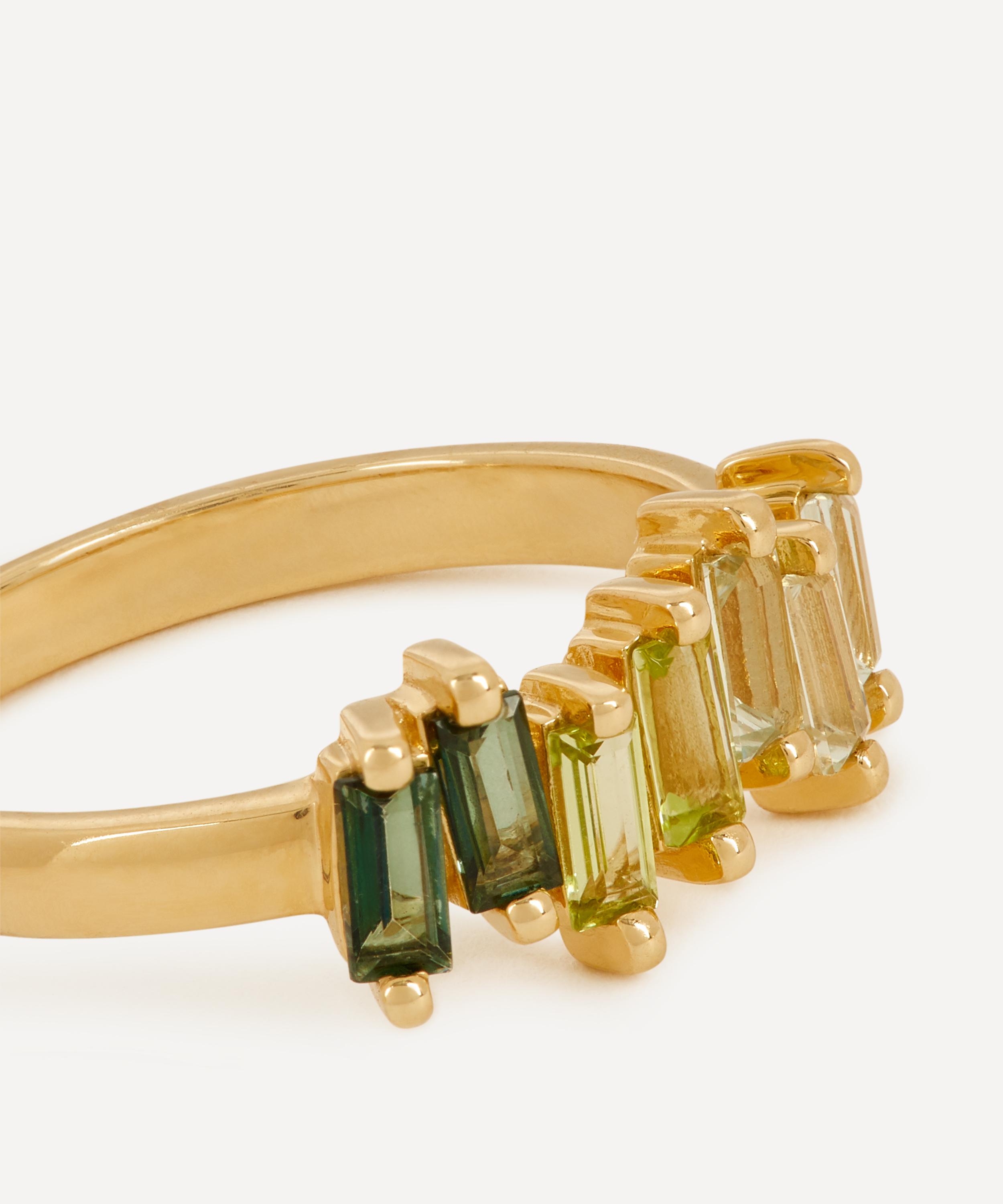 Suzanne Kalan - 14ct Gold Firework Green Mix Half Band Ring image number 3