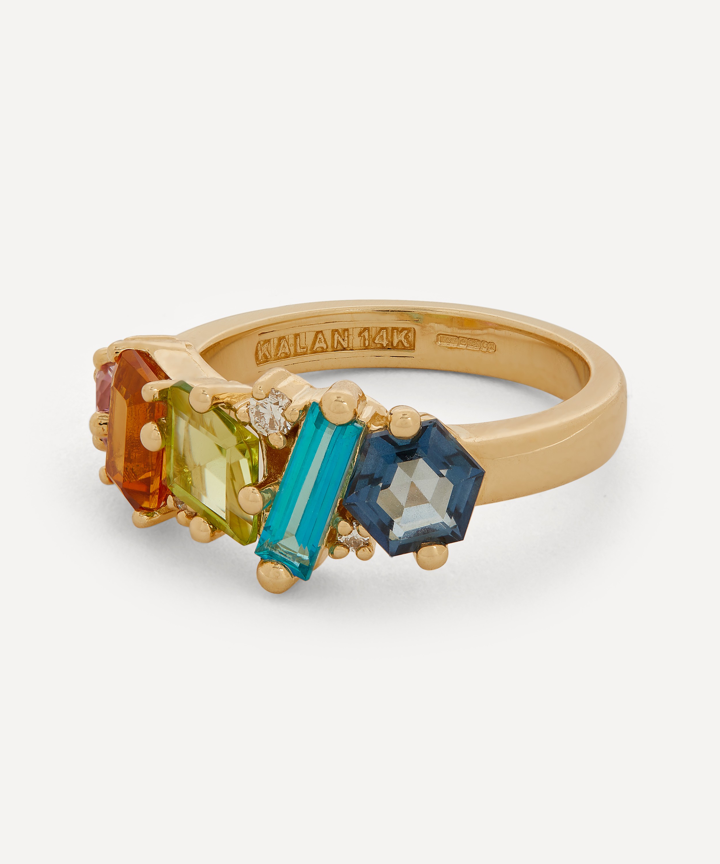 Suzanne Kalan - 14ct Gold Mix-Cut Rainbow Half Band Ring image number 1