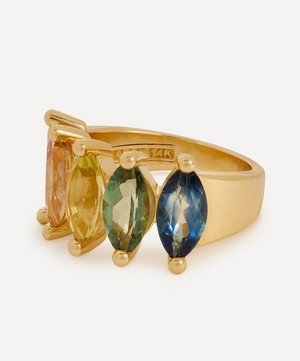 Suzanne Kalan - 14ct Gold Marquise Cut Rainbow Mix Half Band Ring image number 2