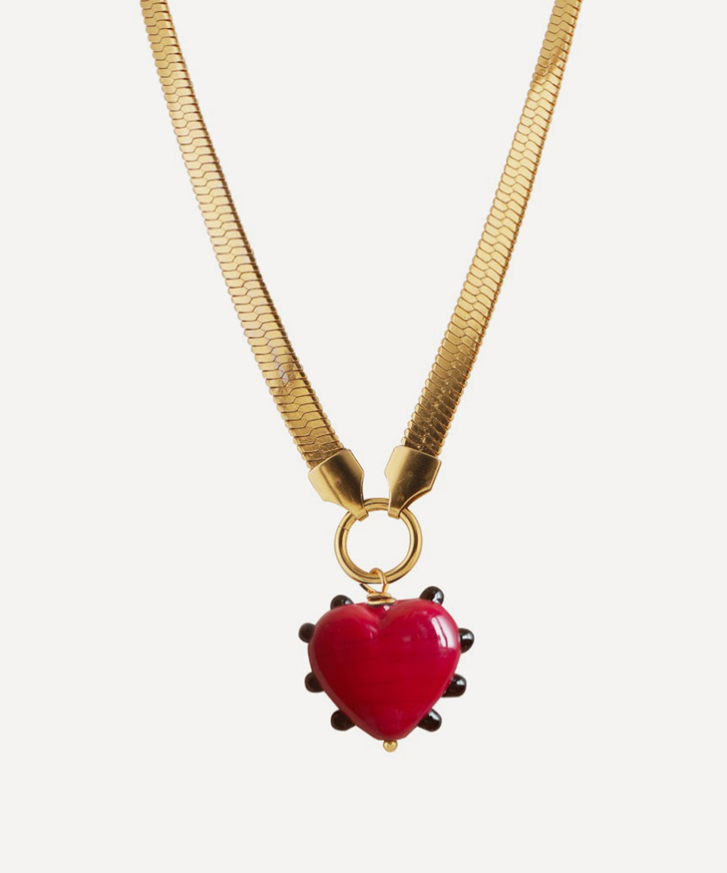 Sandralexandra - 18ct Gold-Plated Milagros Heart and Snake Chain Pendant Necklace image number 0