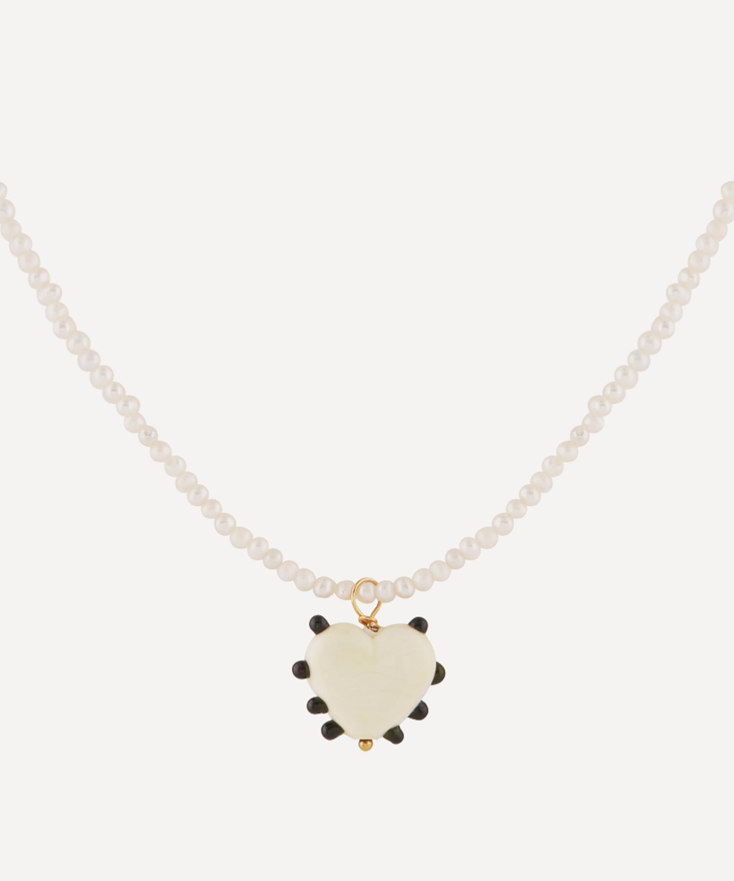 Sandralexandra - Gold-Plated Milagros Heart and Pearl Pendant Necklace image number 0