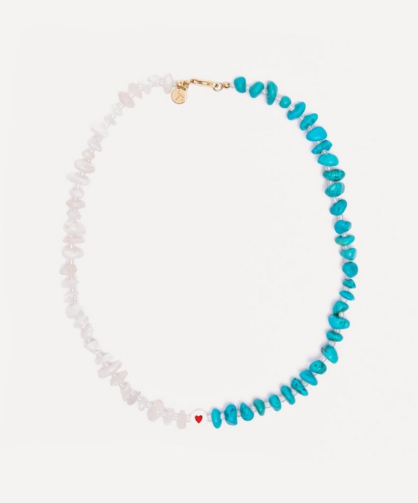 TBalance Crystals - Flow Moonstone and Turquoise Crystal Healing Gemstone Necklace image number null