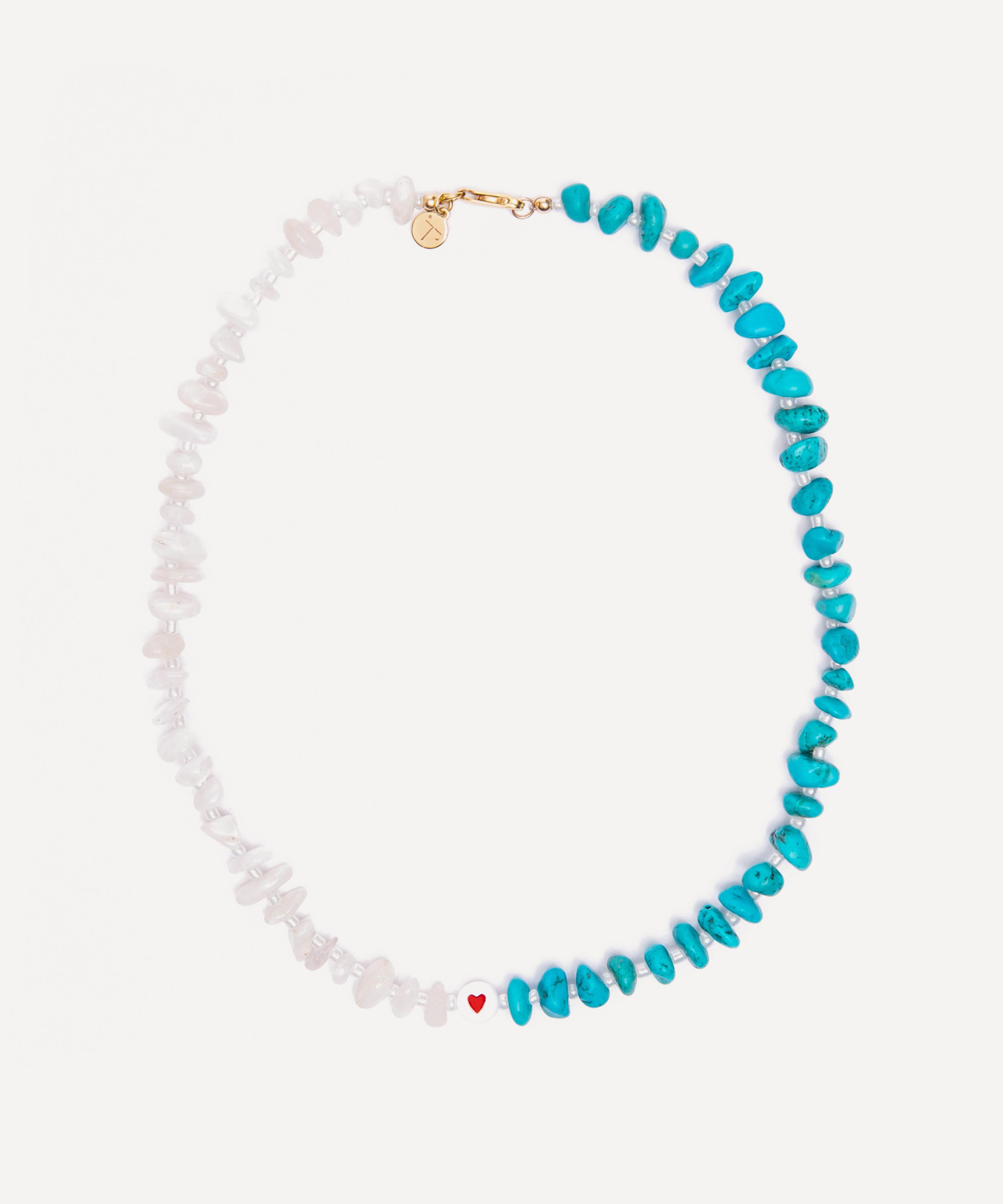 TBalance Crystals - Flow Moonstone and Turquoise Crystal Healing Gemstone Necklace image number 0
