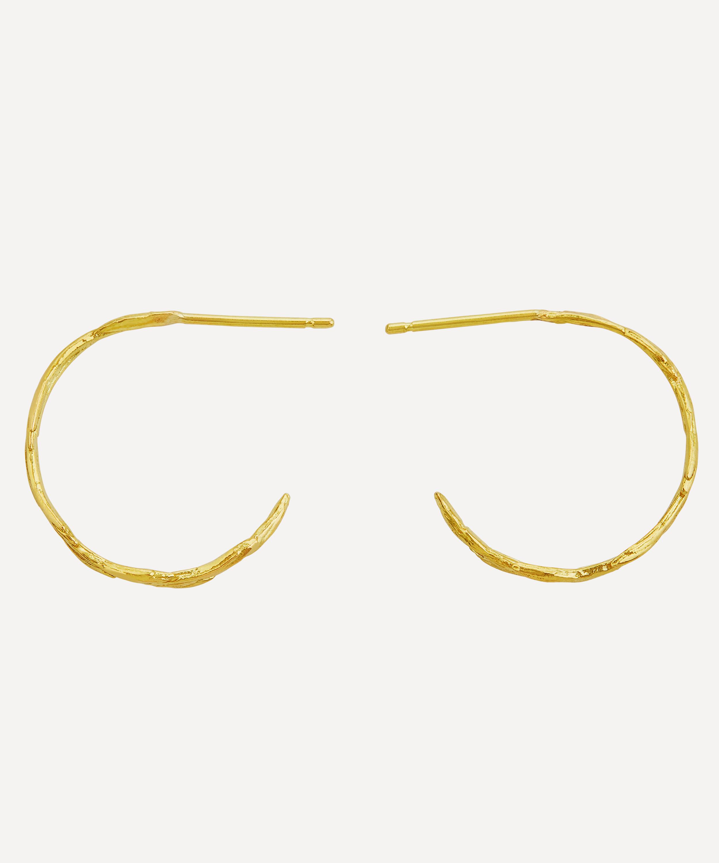 Alex Monroe - 18ct Gold Fine Wild Grass Hoop Earrings image number 0