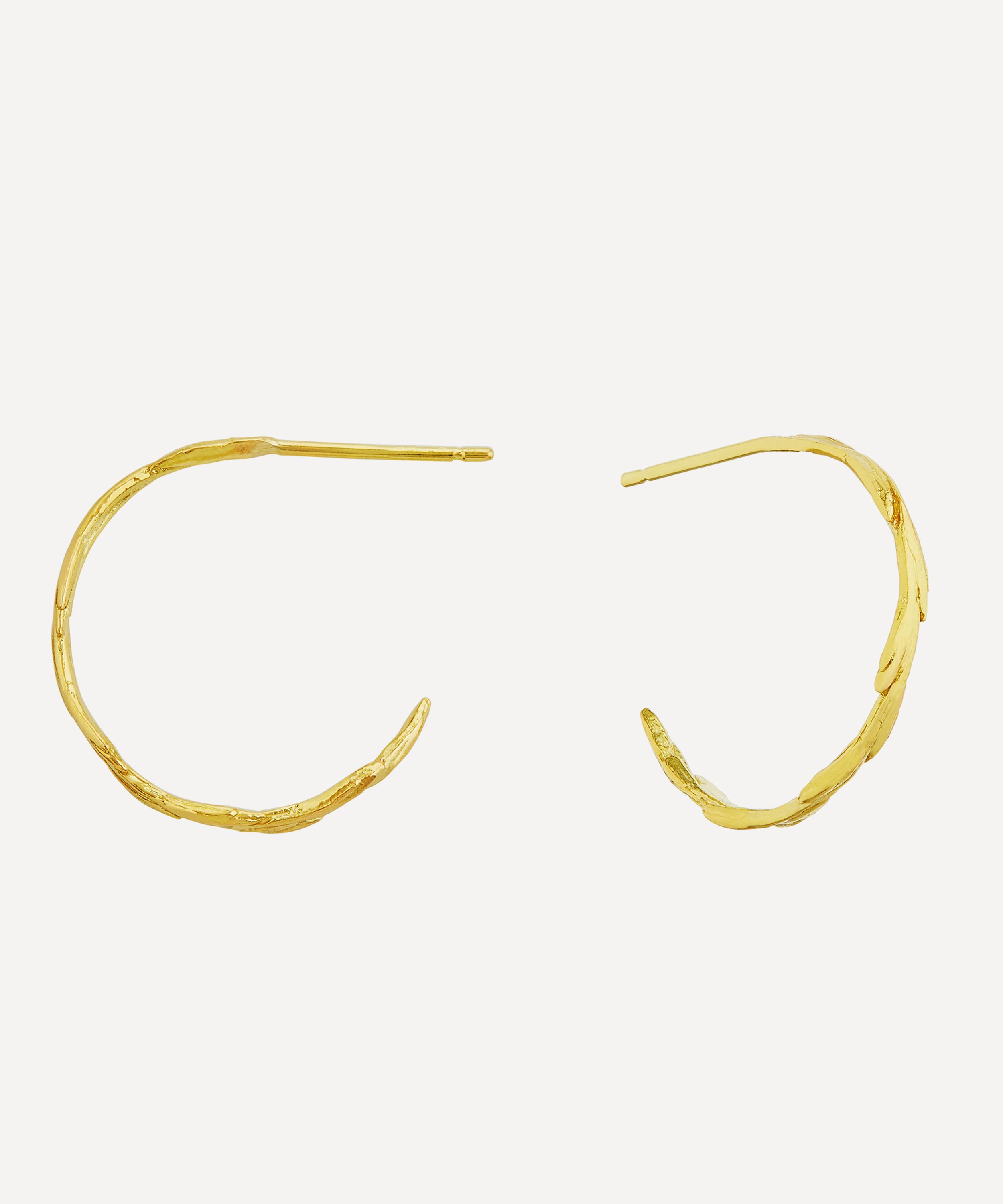 Alex Monroe - 18ct Gold Fine Wild Grass Hoop Earrings image number 2