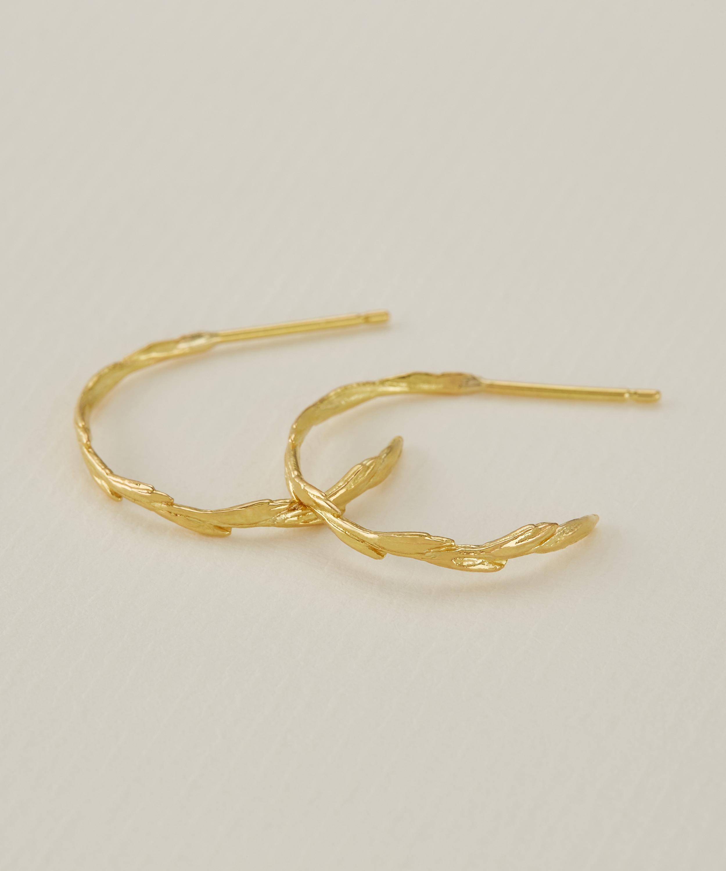 Alex Monroe - 18ct Gold Fine Wild Grass Hoop Earrings image number 3