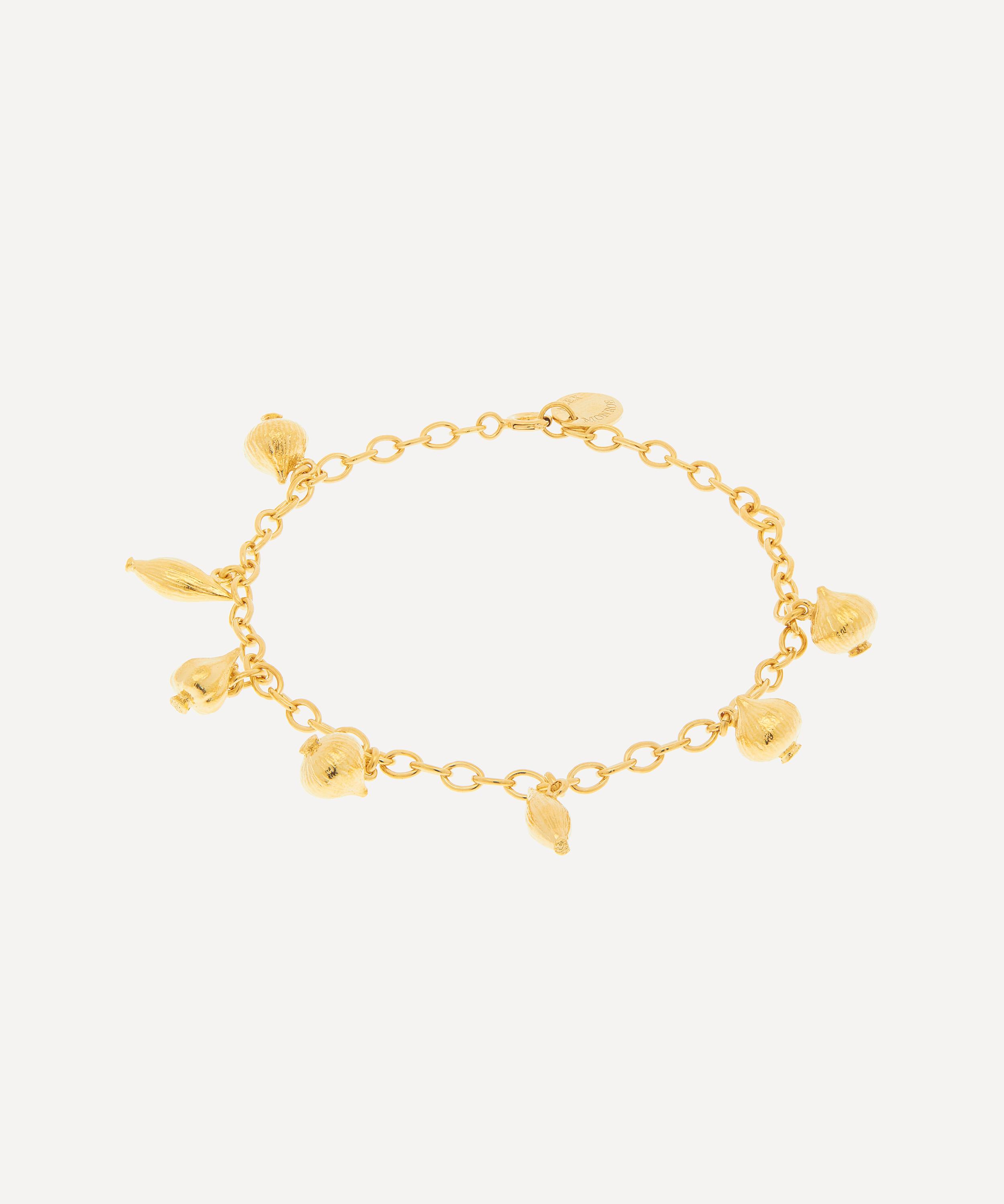 Alex Monroe 22ct Gold Plated Know Your Onions Charm Bracelet Liberty