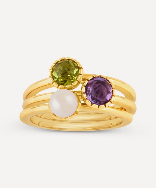 Dinny Hall - 22ct Gold-Plated Vermeil Silver Suffragette Stacking Ring Set image number null