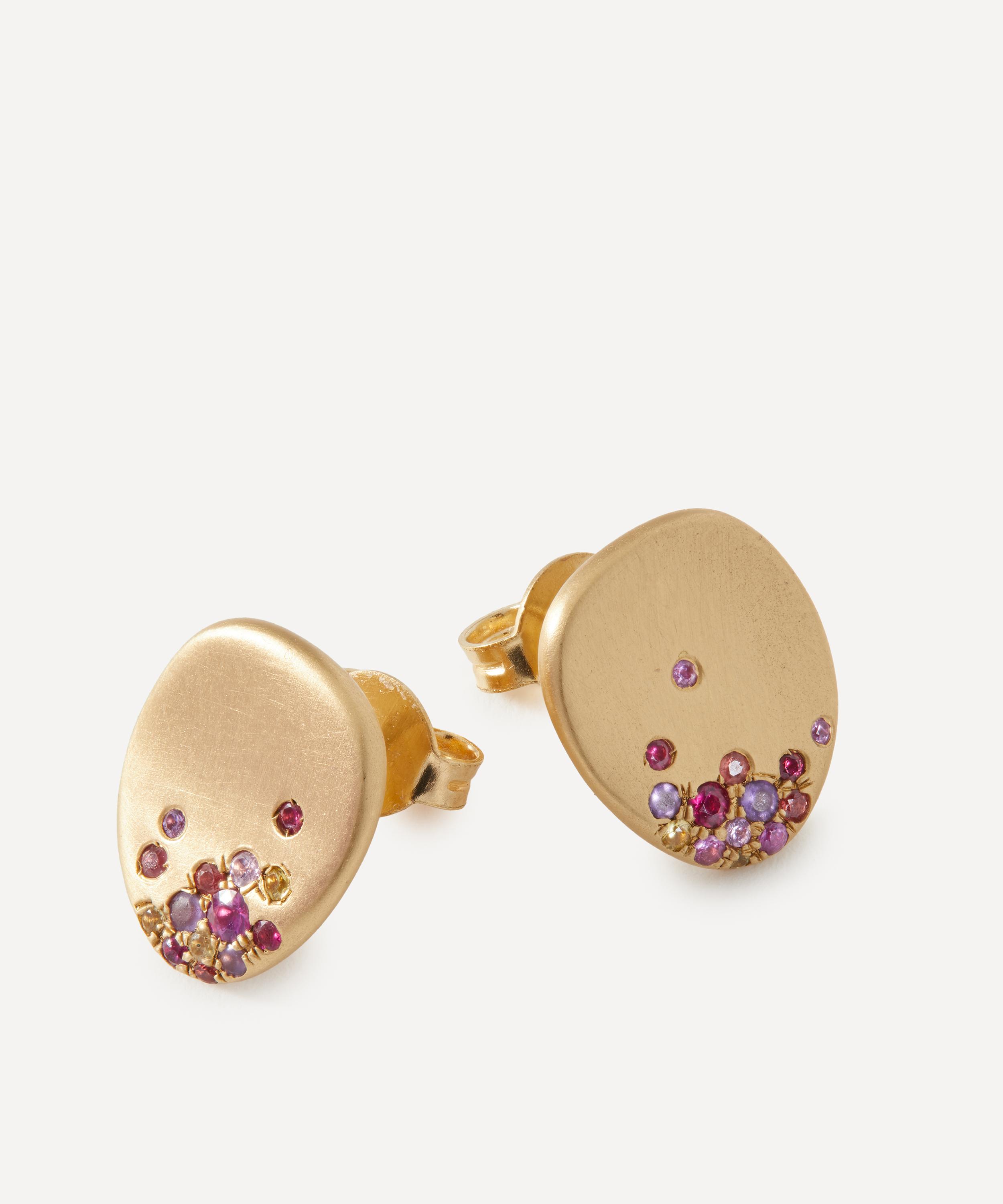 Nada Ghazal - 18ct Gold Urban Summer Nights Mini Stud Earrings image number 1