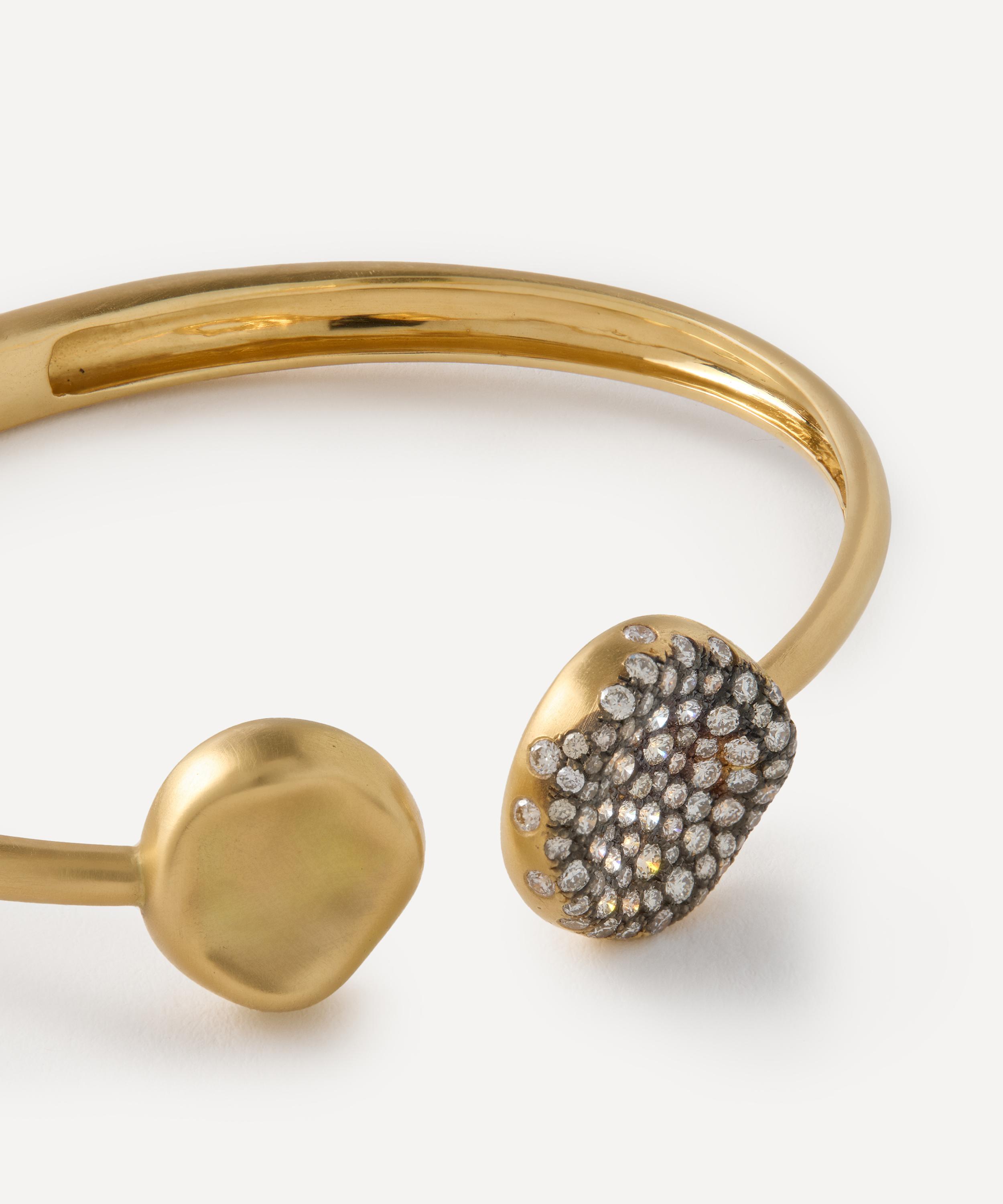 Nada Ghazal - 18ct Gold Baby Malak Original Duo Diamond Cuff Bracelet image number 1