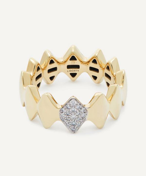 Liberty - 9ct Gold The Mark Rhombus Section Pave’ Diamond Ring