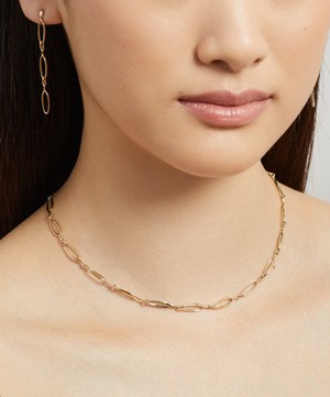 Liberty - 9ct Gold Vita Flat Link Drop Earrings image number 1