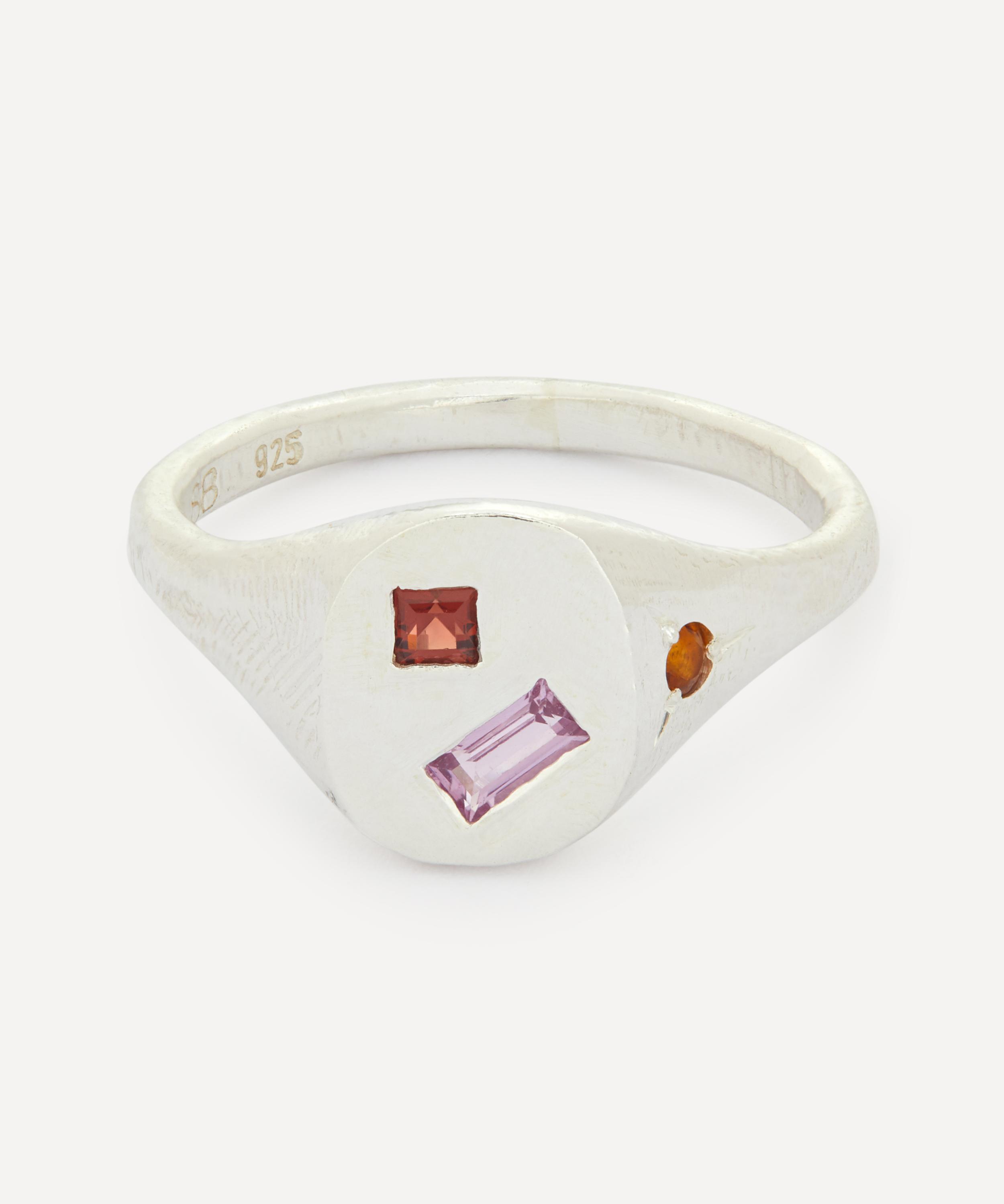 Seb Brown - Sterling Silver Neapolitan Multi-Stone Signet Ring image number 0