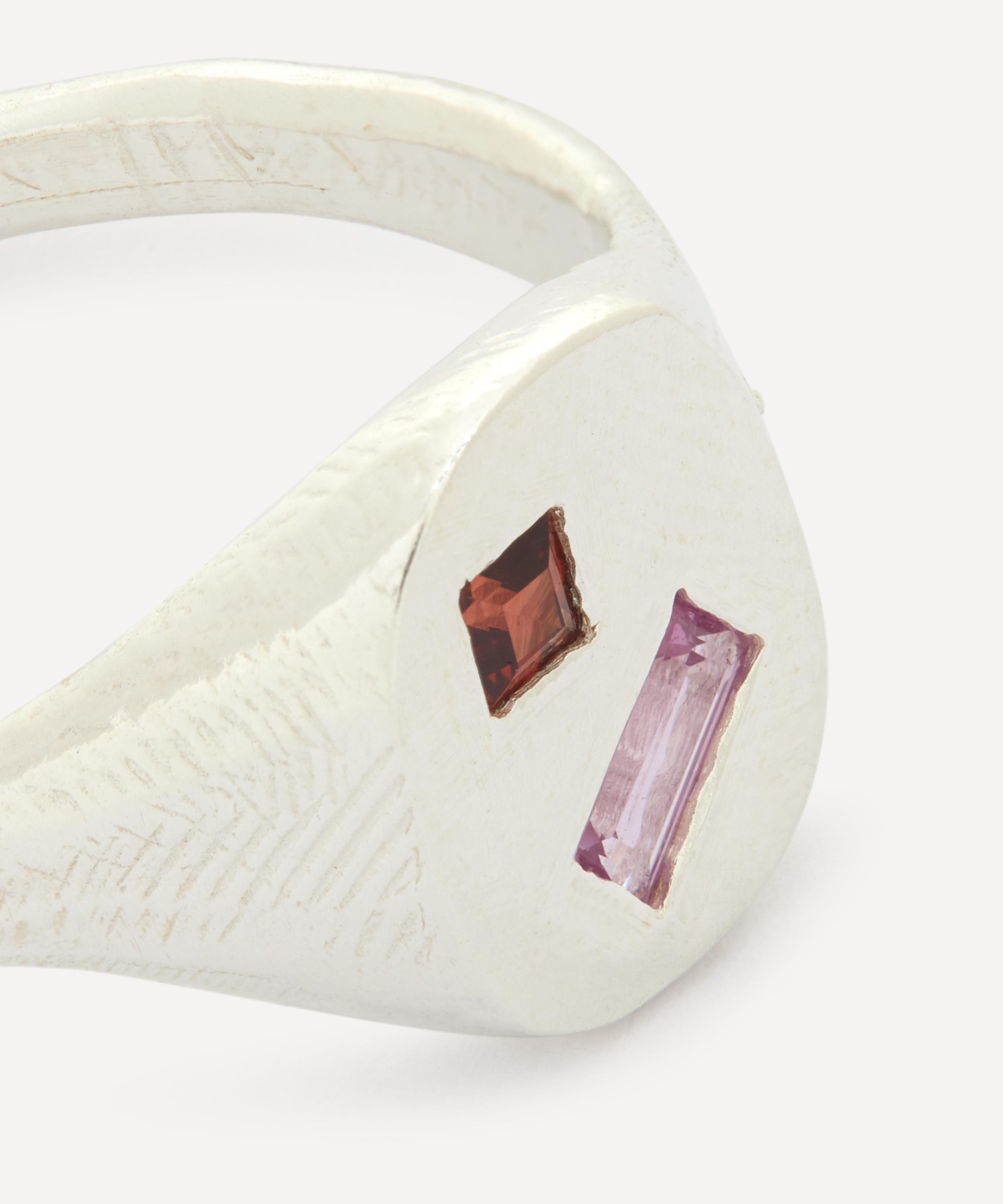 Seb Brown - Sterling Silver Neapolitan Multi-Stone Signet Ring image number 3