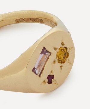 Seb Brown - 9ct Gold Oval Neapolitan Multi-Stone Signet Ring image number 3