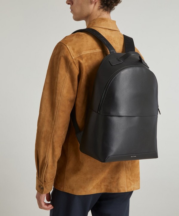 Paul Smith - Black Embossed Leather Backpack image number null