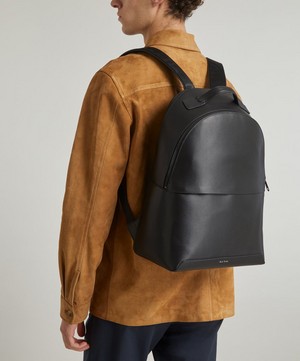 Paul Smith - Black Embossed Leather Backpack image number 0