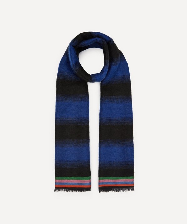 Paul Smith - Mohair-Blend Blue Stripe Scarf image number null