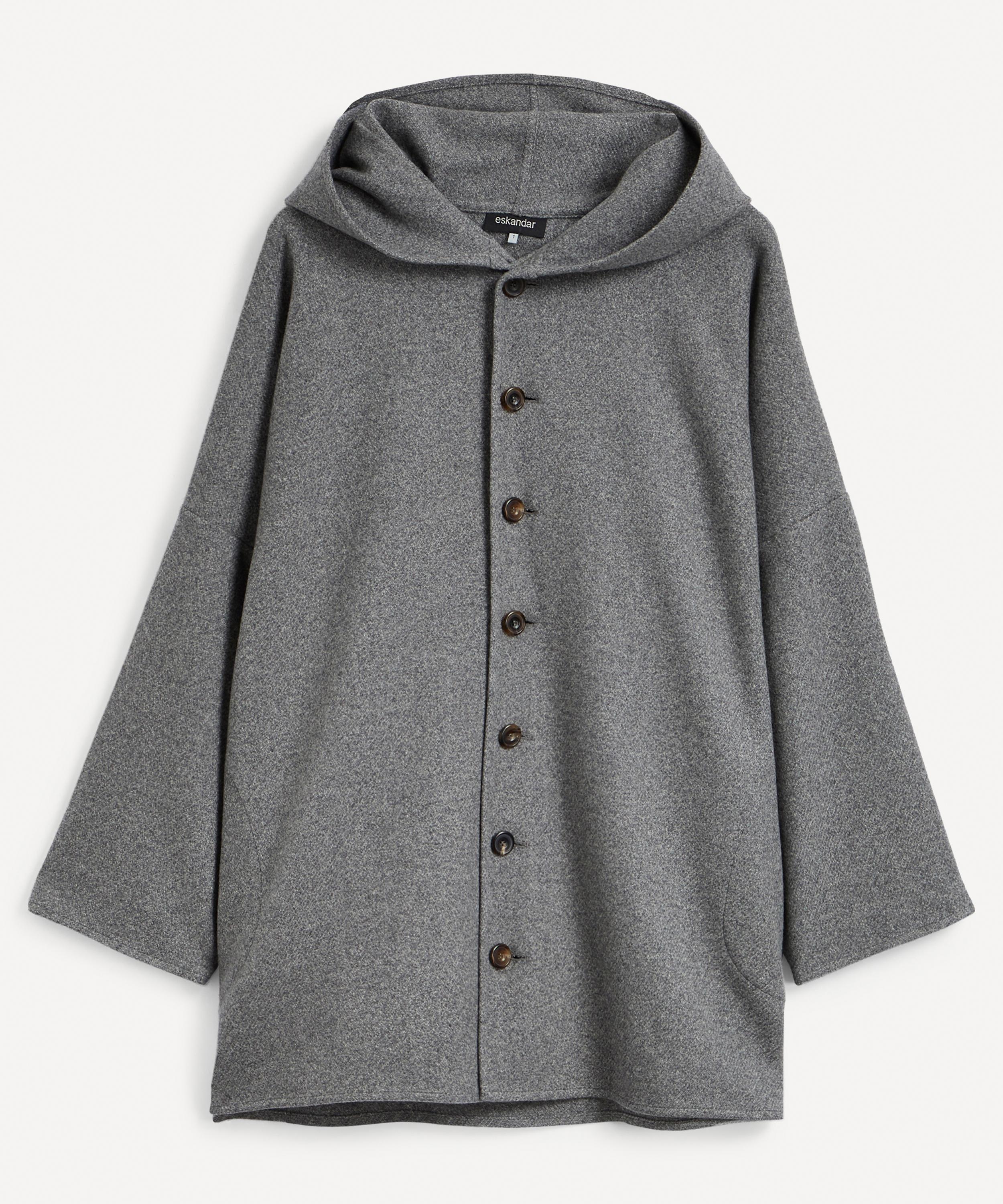 Eskandar Women's Wide-hooded Buttoned Coat
