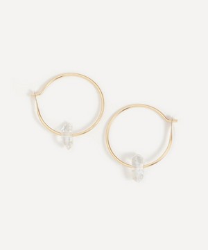 Melissa Joy Manning - 14ct Gold Floating Herkimer Diamond Hoop Earrings image number 0