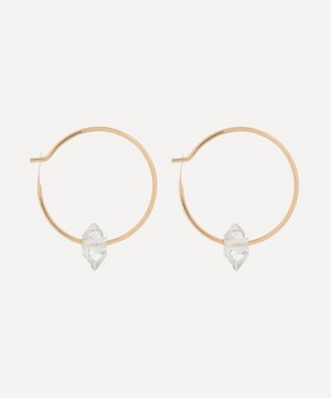 Melissa Joy Manning - 14ct Gold Floating Herkimer Diamond Hoop Earrings image number 2